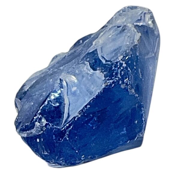 Satin Blue Layered Art Glass Cullet Glowing Manganese Slag Glass #5GL36 - Picture 7 of 8